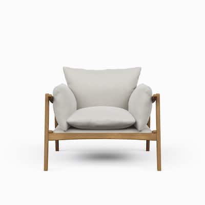 Modern Brazilian - Hara - Accent Chair - Harvest Natural Upholstery - Nozes Frame
