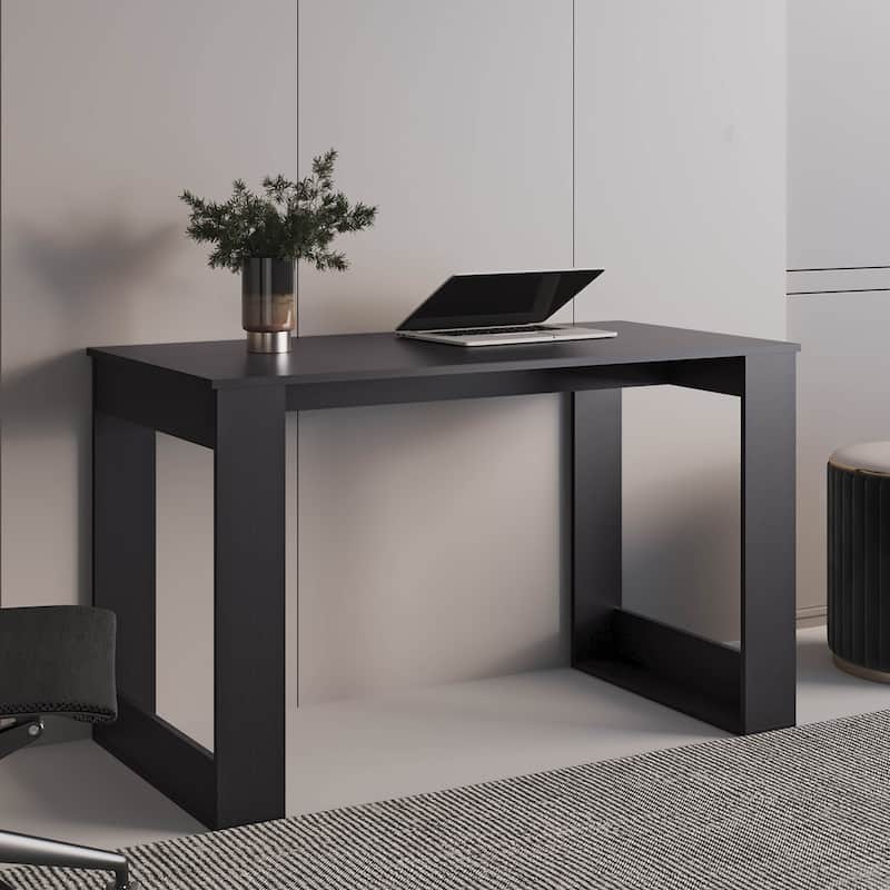 Writing Desk with Ample Workstation and Sturdy Legs - Black