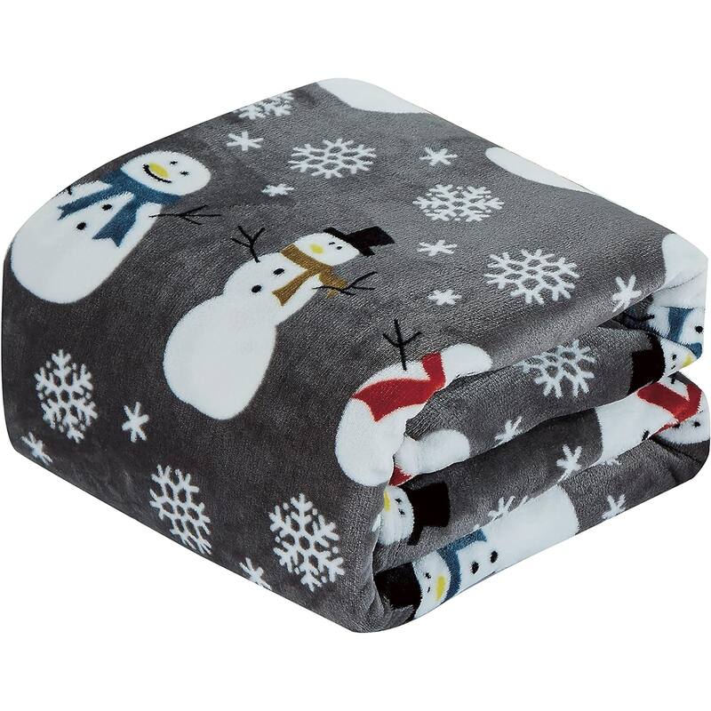 Velvet Touch Holiday Throw Fleece Blanket (50 x 60) - Grey Frosty