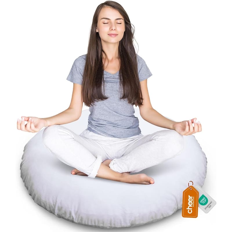 Cheer Collection Shredded Memory Foam Floor Pillow - White