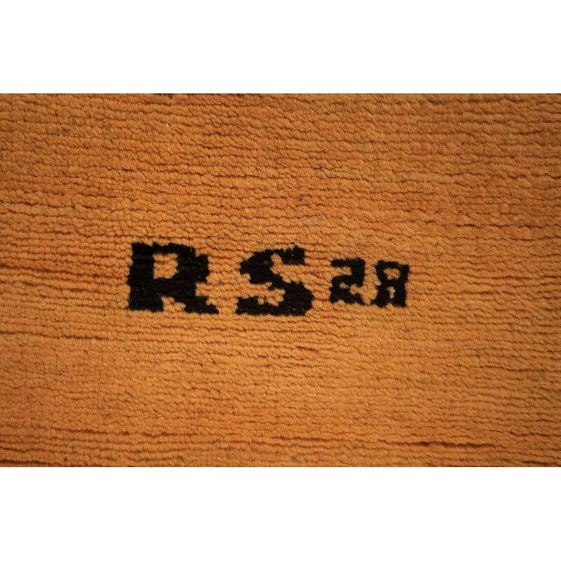 Orange & Yellow Gabbeh Modern Area Rug Hand-Knotted Wool Carpet - 6'3" x 9'4"