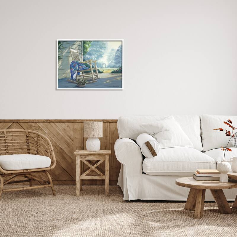 Stupell Rocking Chair on Porch Framed Giclee Art Design by Michael Humphries