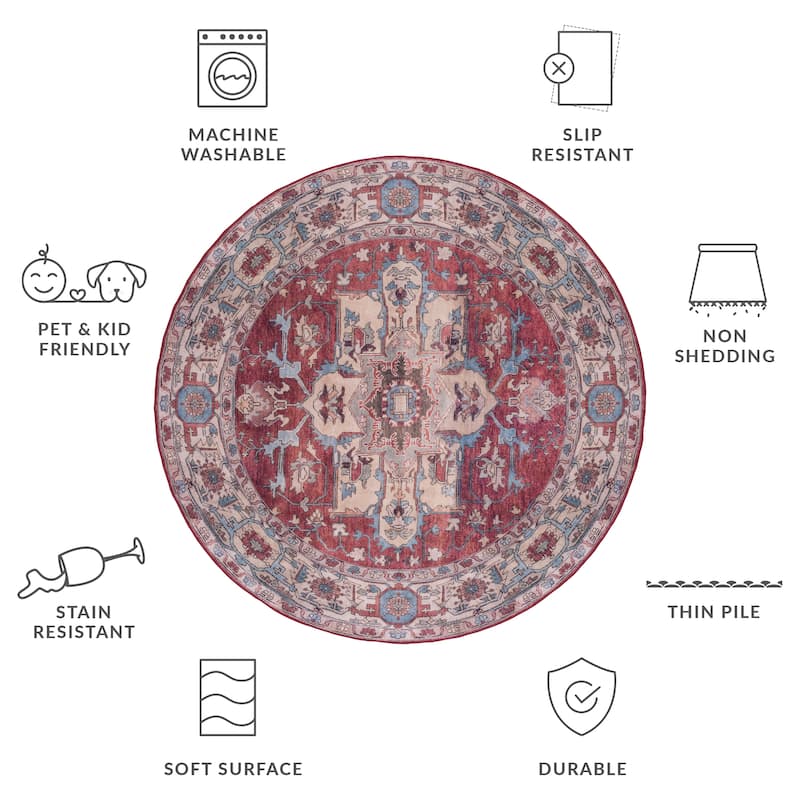 SAFAVIEH Tucson Machine Washable Slip Resistant Salome Oriental Medallion