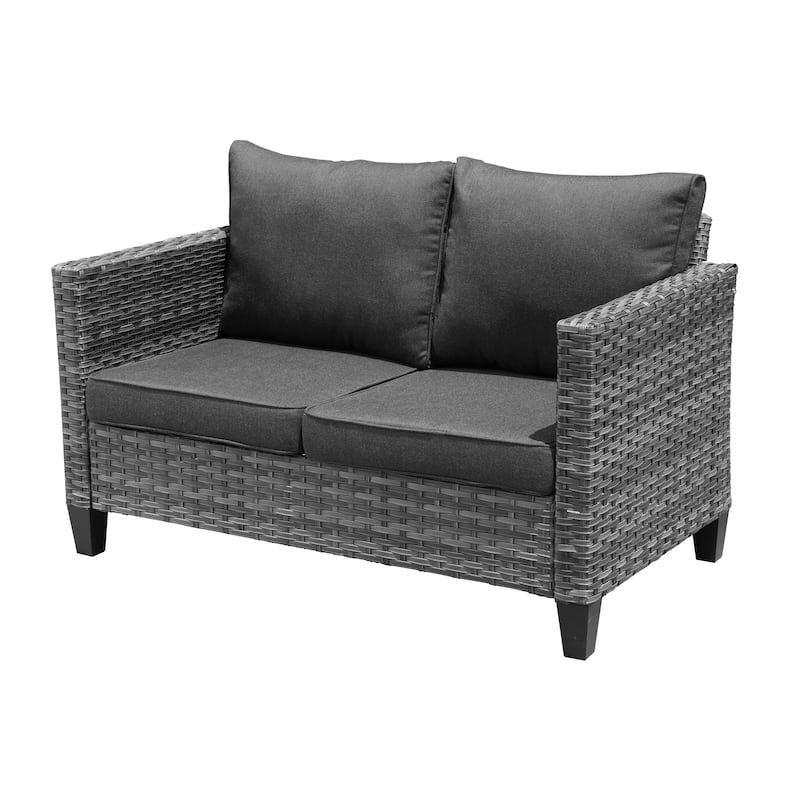 XIZZI Outdoor Rattan Wicker Loveseat with Cushions