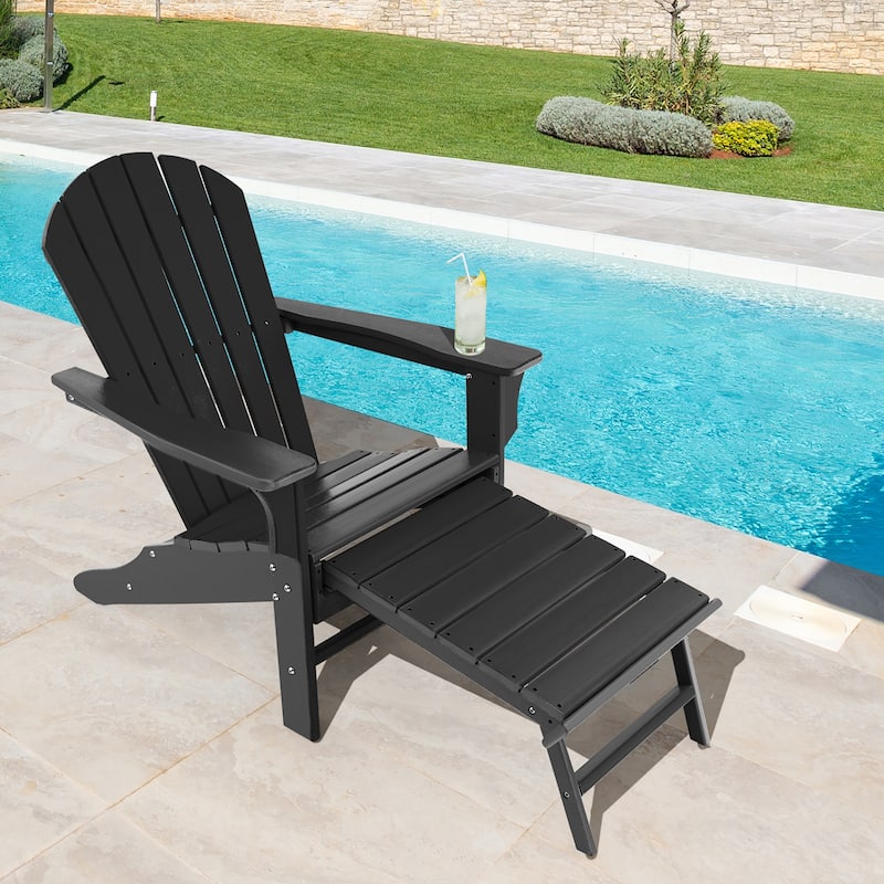 Costway Outdoor Patio HDPE Deck Adirondack Chair Beach Seat - 29''x 53''x 37.5''