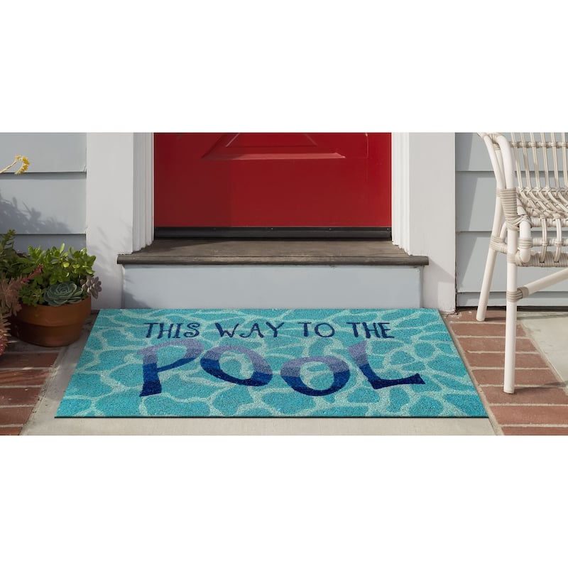 Liora Manne Natura This Way To The Pool Outdoor Mat Water - 24" x 36" - Blue