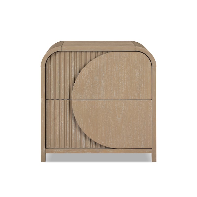 Furniture of America Adrienne Modern Natural Solid Wood 2-Drawer Nightstand With USB Ports