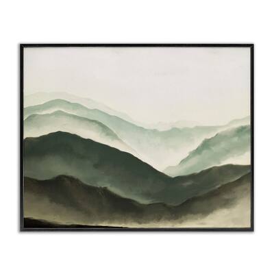Stupell Misty Mountain Range Atmospheric Landscape Watercolor Painting Framed Wall Art, Design by JJ Design House LLC - Green