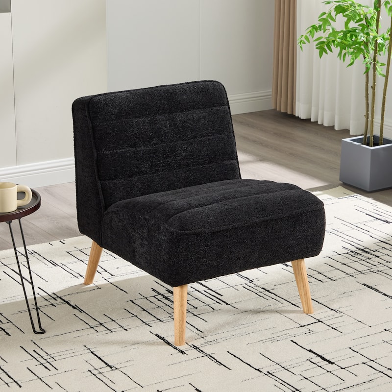 24.4"W Modern Upholstered Armless Accent Chair with Wood Legs