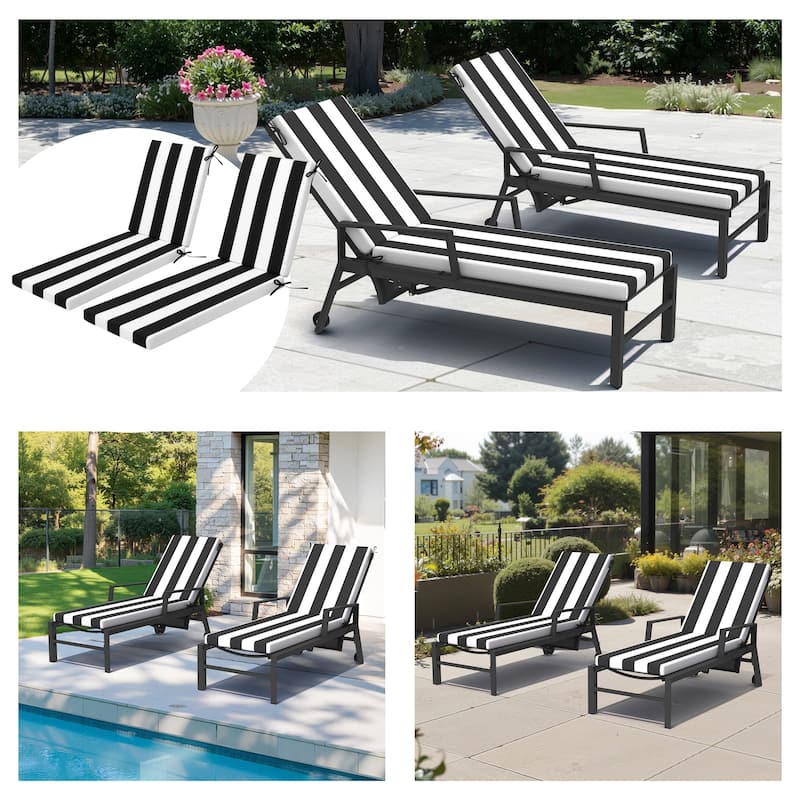 Outdoor Patio Chaise Lounge Cushion with Sunbrella
