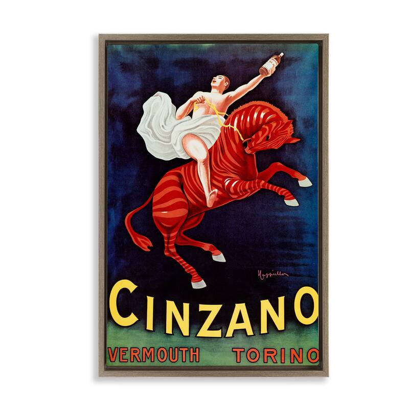 Stupell Cinzano Wine Advertisement Framed Floater Canvas Wall Art Design By Marcus Jules - 17 x 25 - Brown