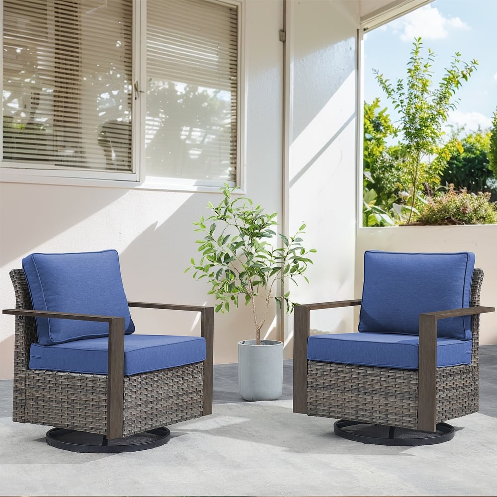 Gymojoy 360° Swivel Wicker Patio Glider Chairs