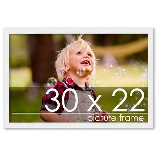 30x22 Frame White Wood Picture Frame - UV Acrylic, Foam Board Backing ...