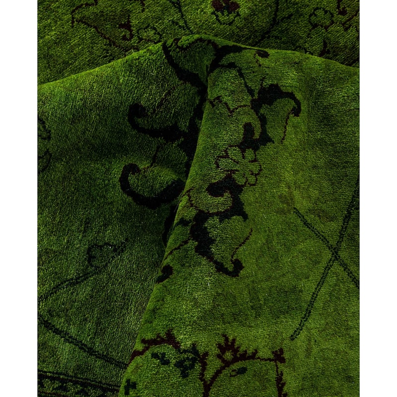 Overdyed One-of-a-Kind Hand-Knotted Area Rug - Green - 9' 4" x 12' 2"