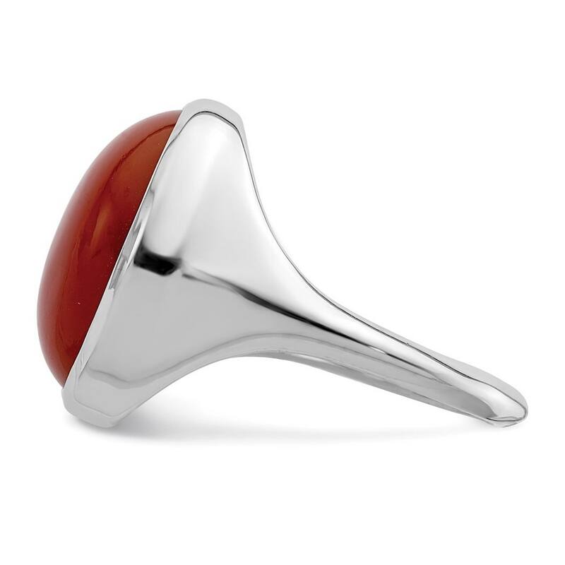 Curata 925 Sterling Silver Polished Open back Red Agate Ring
