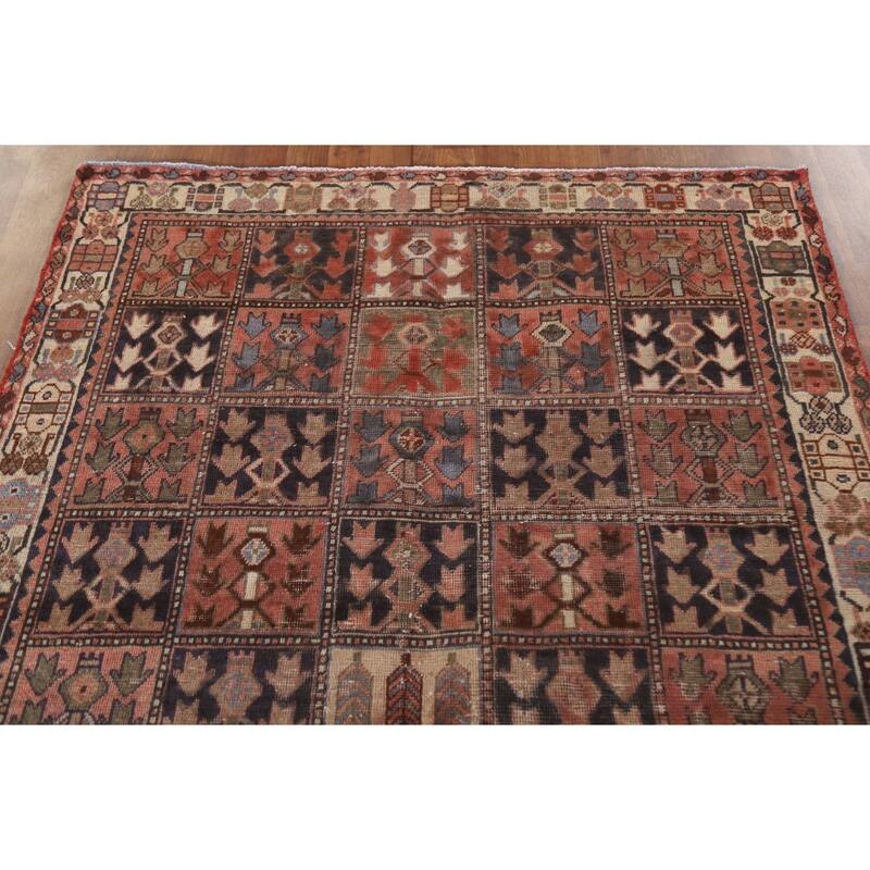 Garden Design Bakhtiari Persian Antique Rug Hand-knotted Wool Carpet - 4'8"x 9'4"