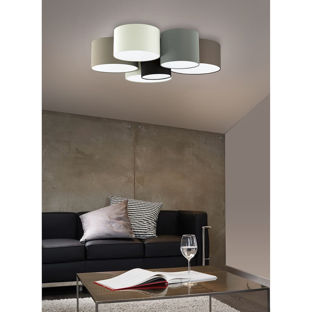 Eglo Pastore 6-Light Ceiling Light W/ White/ Black/ Taupe/ Grey and Cappuccino Shades - Multi