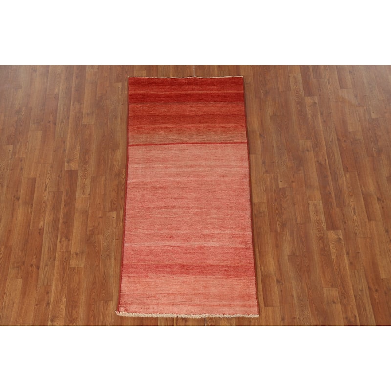Striped Gabbeh Persian Vintage Area Rug Handmade Wool Carpet - 2'7"x 5'6"
