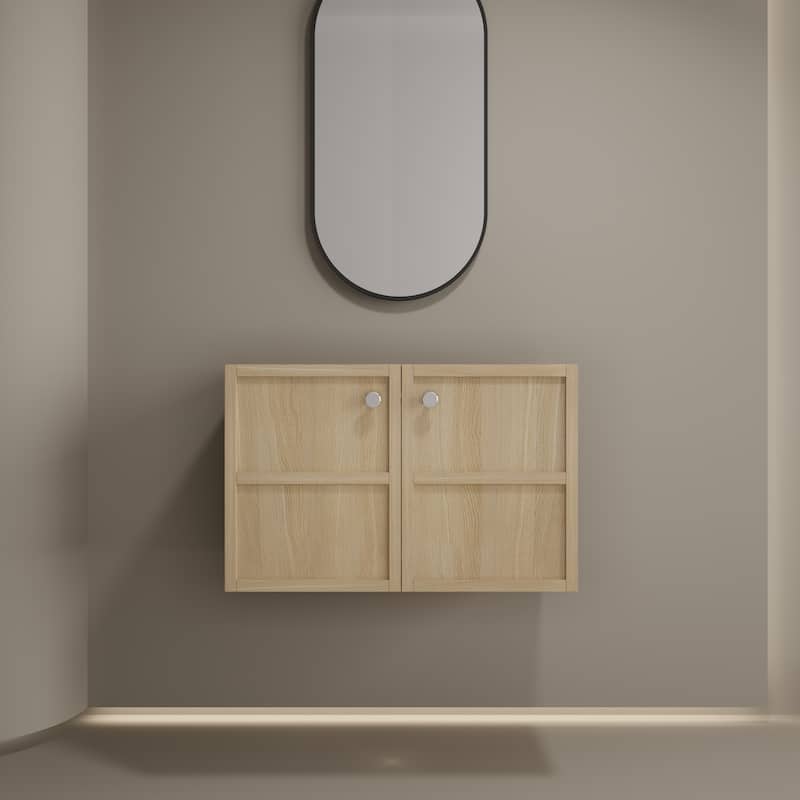 GDFStudio - Levistar Modern Wall-Mounted Bathroom Vanity with 2 Soft Close Doors, Sink NOT INCLUDED - 30"