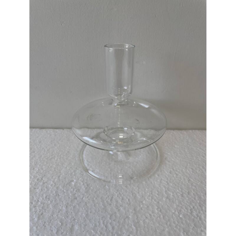 Glass Clear Candle Stand H 4.5" & Dia 4" - CLEAR