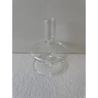 Glass Clear Candle Stand H 4.5" & Dia 4" - CLEAR