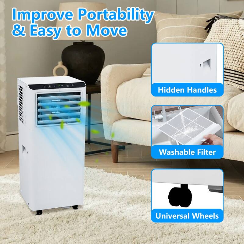 8000 BTU Portable Air Conditioners, Room up to 350 Sq. Ft, with Remote Control