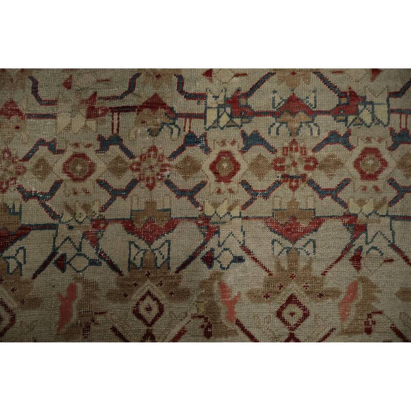 Hand Knotted Oriental 100% Wool Carpet Traditional Floral Beige & Ivories Sultanabad (Ziegler) Area Rug - 11' 0'' X 9' 1''