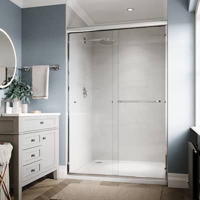 Elegant Double Sliding Shower Door 46.5 in.- 48 in. W x 72 in. H in Chrome Finish with 1/4 in. Clear Shower Glass Panel