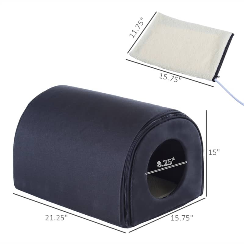 Safe Heated Cat House with Two Exits and Easy-to-Clean Design - 21.25"L x 15.75"W x 13.5"H