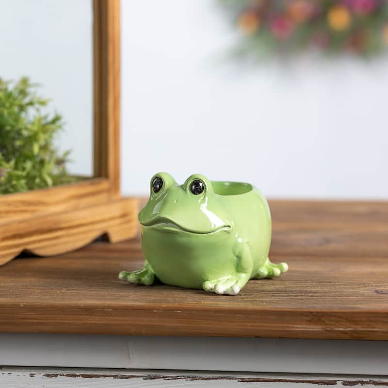 Mini Frog Planter - 5" - Green - Set of 2