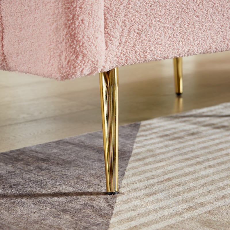 Upholstered Accent Loveseat Sofa With Side Pocket,Folding Sleeper Sofa Bed With Foldable Armrest