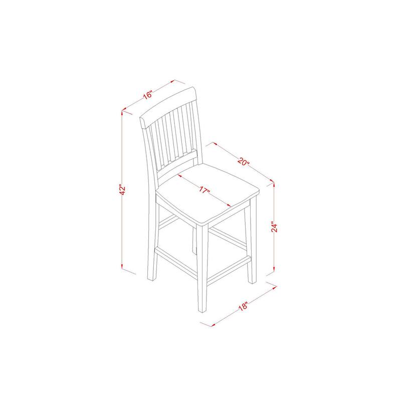 HomeStock 5-Pc Buttermilk and Cherry Solid Wood Top - Dining Room Set - Seats 4