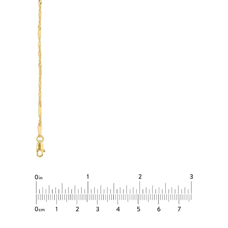 Curata 14k Yellow Gold 1.75mm Flat Station Singapore Chain Necklace (Lobster)