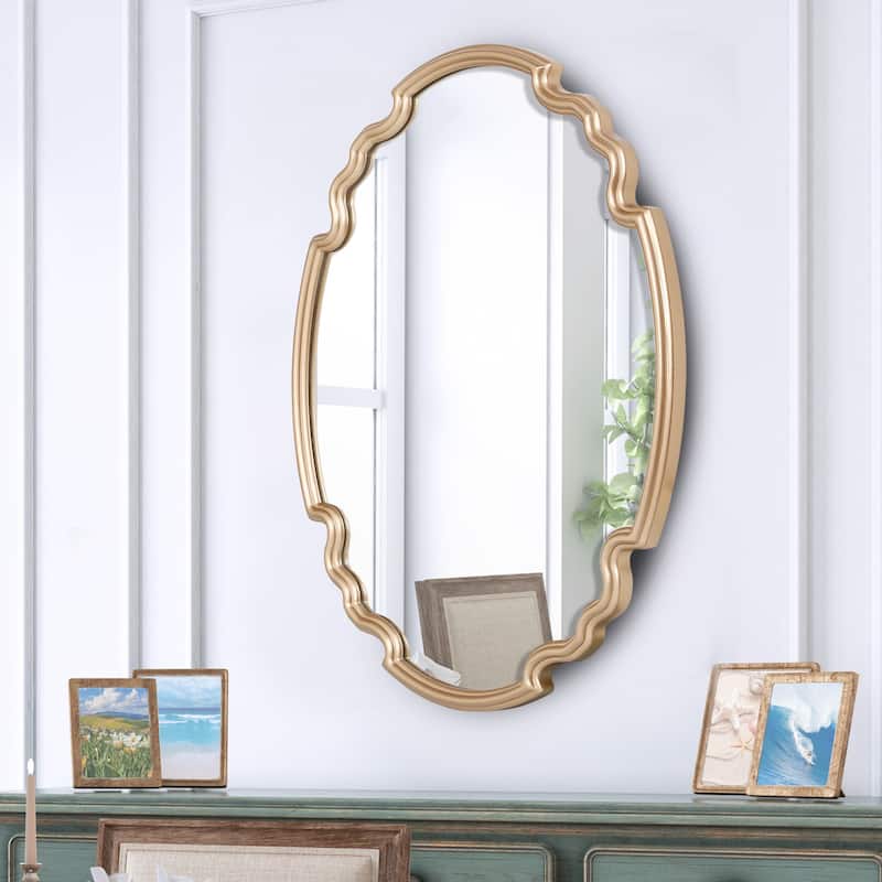 Scalloped Oval Wall Mirror Bathroom Vanity Mirror - 35.4'' H X 27.6" W x 1.2" D