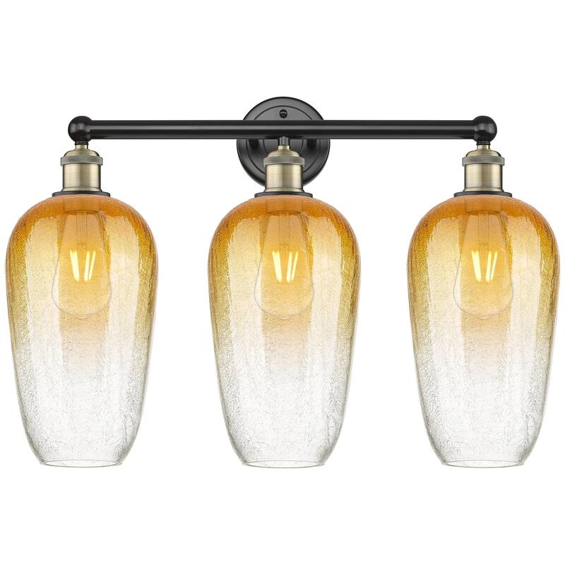 Innovations Lighting Endless Possibilities Edison - Brookhaven Flute - 3 Light 25" Bath Vanity Light - Black Antique Brass/Amber