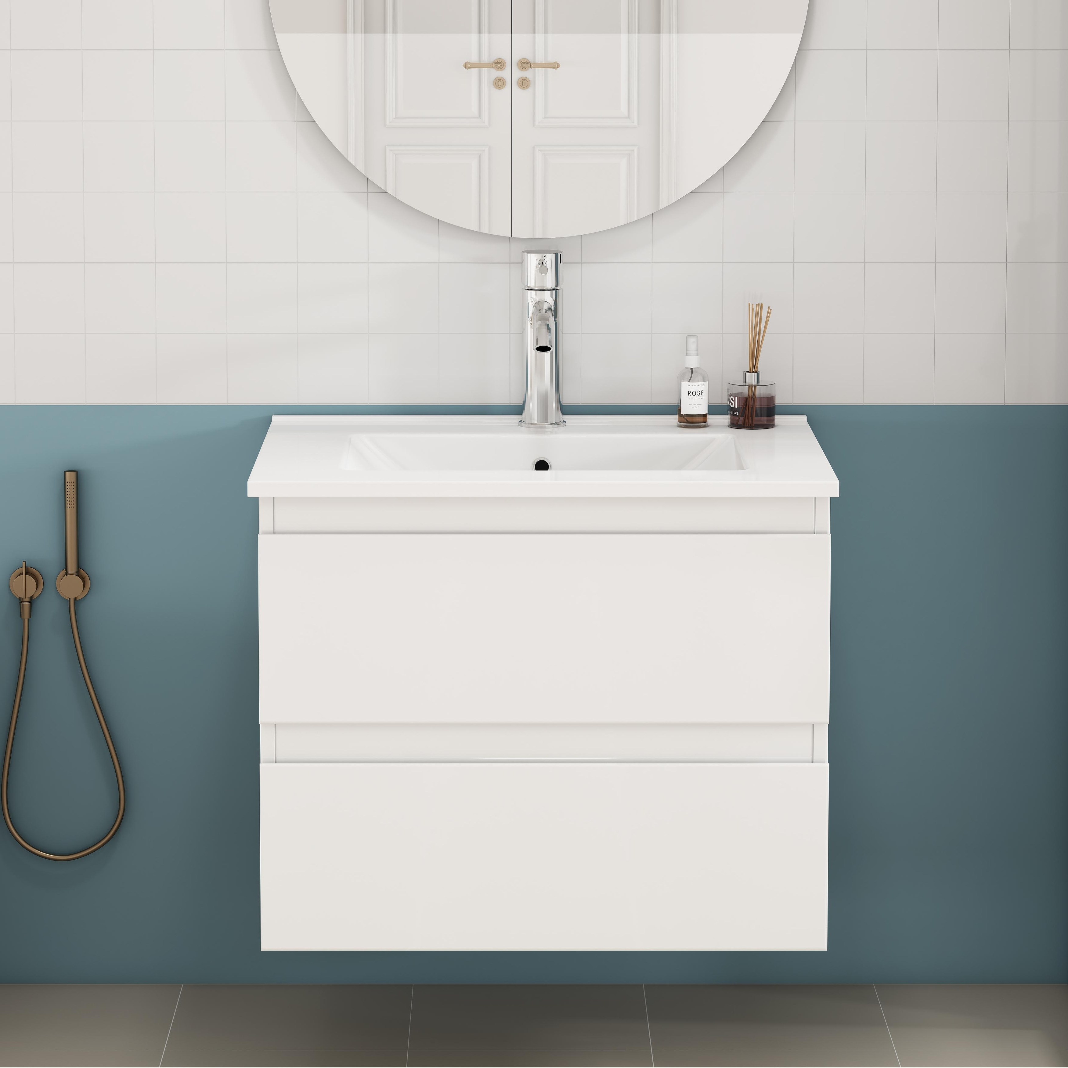 24-inch Bathroom Vanity With Sink Combo,Cabinet With 2 Big Drawers,Soft Close System,2 Big Drawers,Handle-Free Design