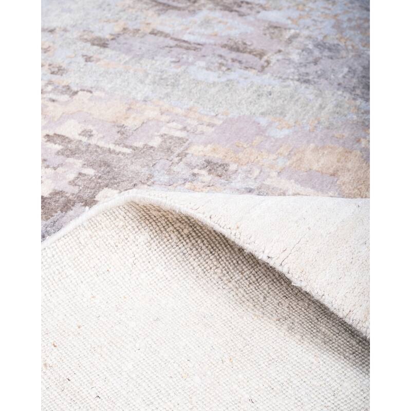 Overton Hand Knotted Wool Vintage Inspired Modern Contemporary Modern Beige Area Rug - 10' 1" x 8' 1"