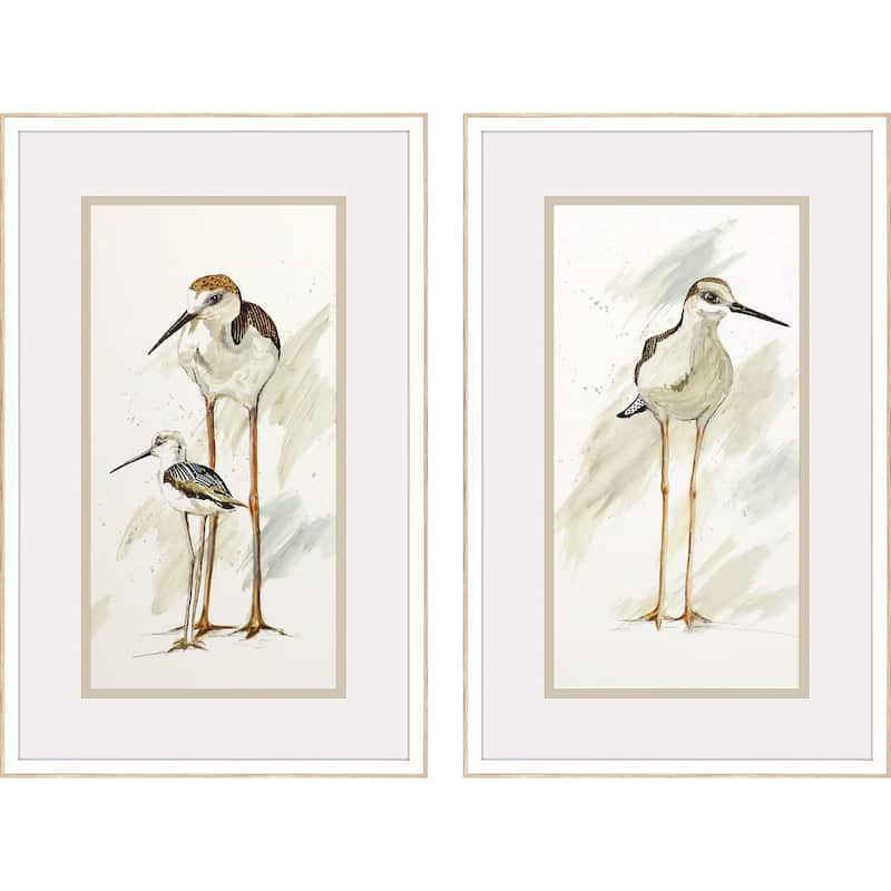 Stilt Birds S/2 Framed Art Under Glass - Brown - 33 X 21 X 2