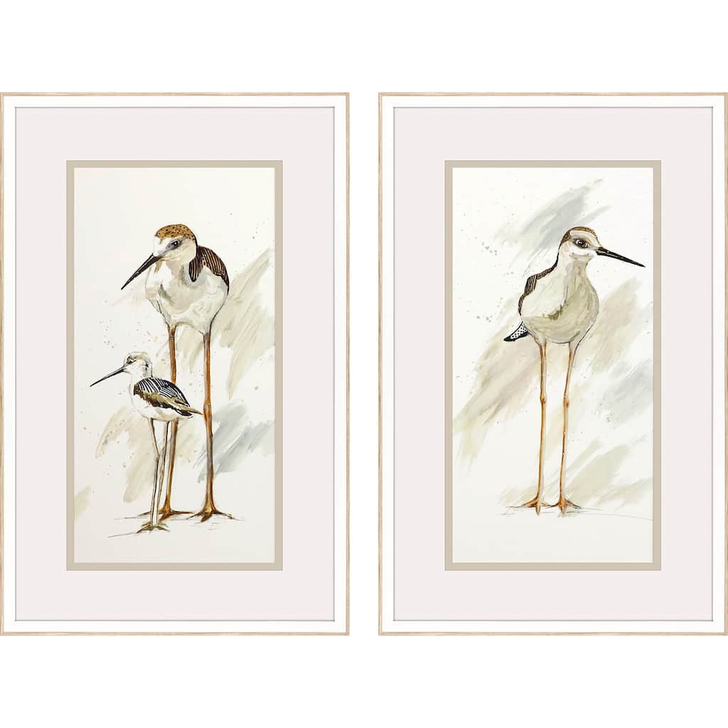 Stilt Birds S/2 Framed Art Under Glass - Brown