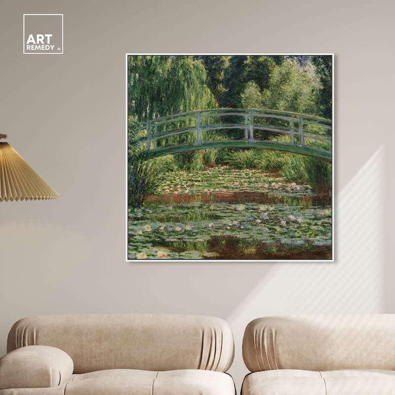 Art Remedy Monet The Japanese Footbridge And The Water Lily Pool Giverny Framed 1 Piece Canvas Wall Art