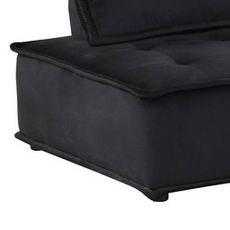 Nob 40 Inch Armless Lounge Chair, Set of 2, Tufted Seats, Black Velvet