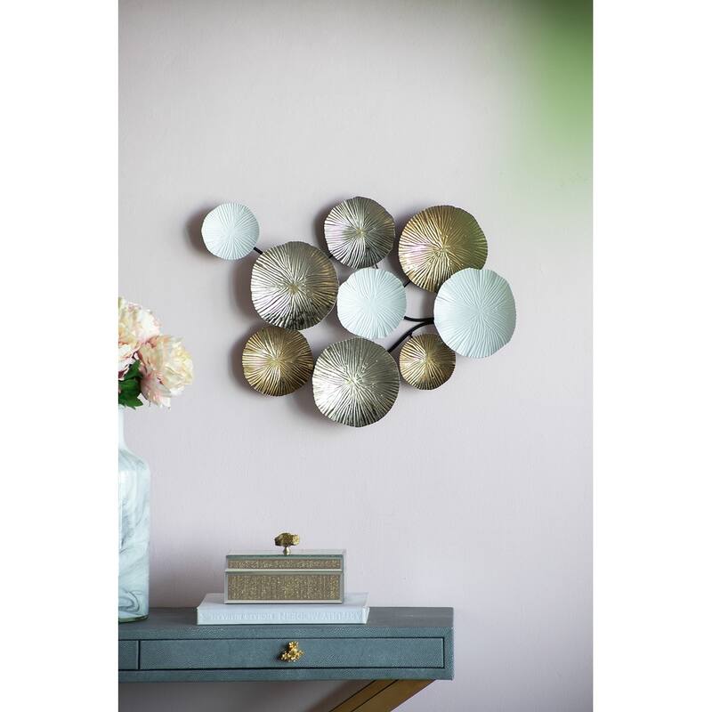 24.5" x 18" Contemporary Metal Wall Decor Accent - Golden+White