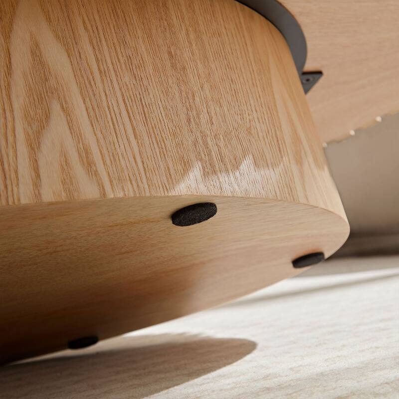 Modern Handmade Drum Shaped Coffee Table Oval Small Coffee Table with Solid Base, for Living Room and Bedroom