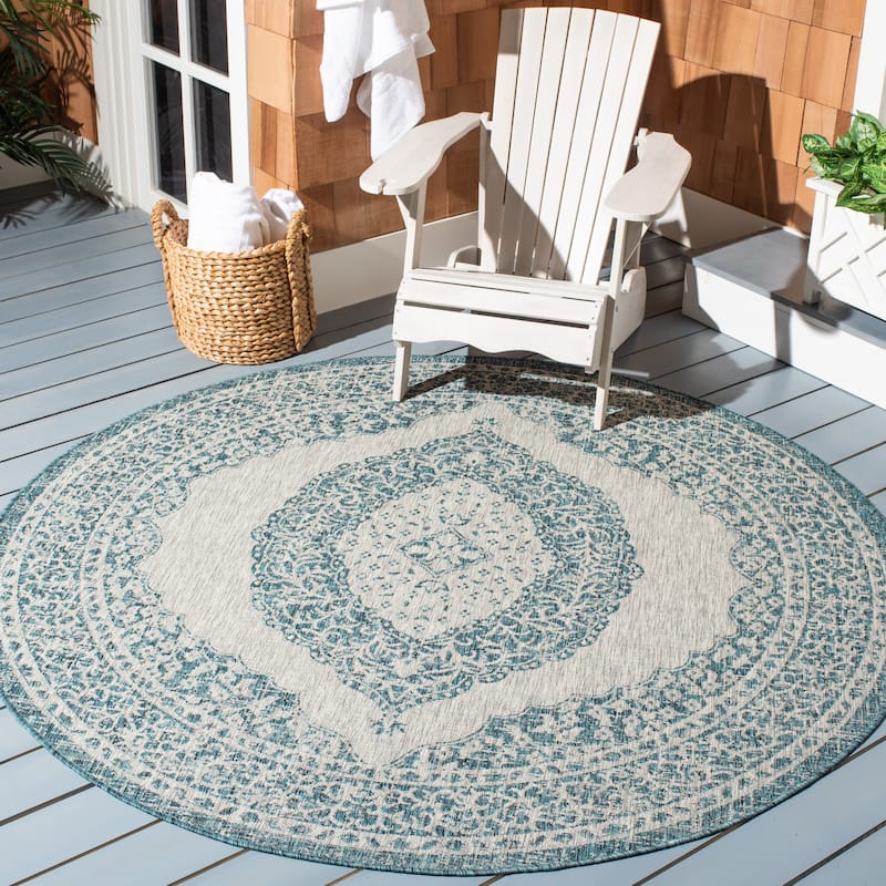 SAFAVIEH Courtyard Thoma Medallion Indoor/ Outdoor Waterproof Patio Backyard Rug
