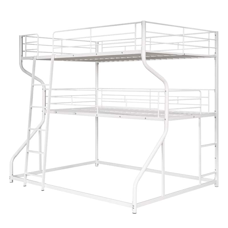 Full XL Over Twin XL Over Queen Size Bunk Bed w/Long, Short Ladder