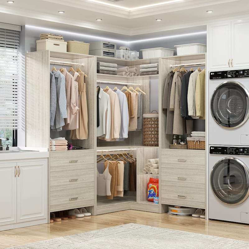 Cimly Set of 3 Freestanding Corner Closet System, Space-saving Closet Organizer for Walk-in/ Reach-in Closet