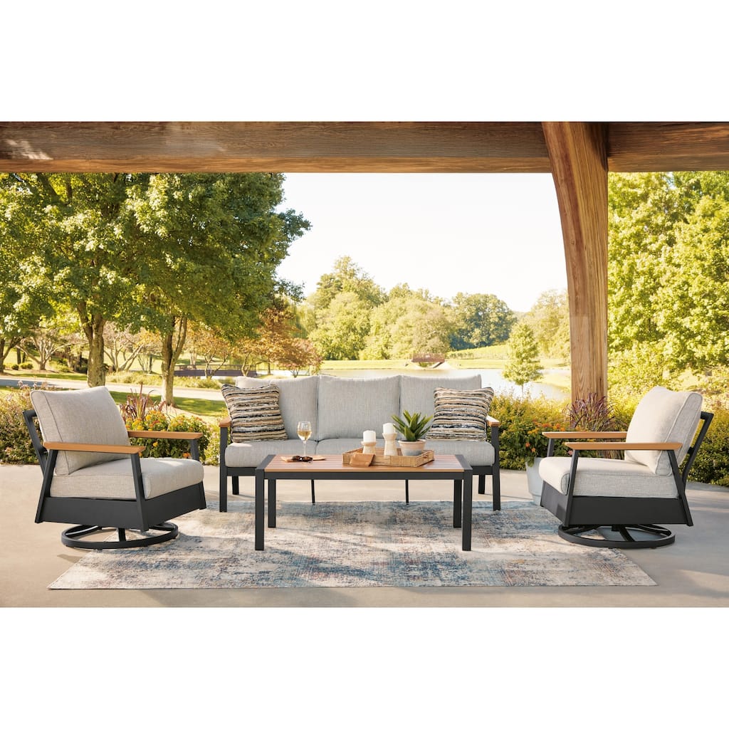 Signature Design by Ashley Carlsbad Beach 4-piece Patio Conversation Set - 76.75" W x 32.5" D x 36.25" H