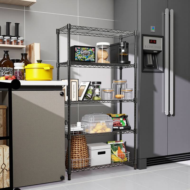 1250 lbs Steel Heavy Duty 5-Tier Utility Shelving Unit Steel Organizer Wire Rack for Home, Kitchen, Office