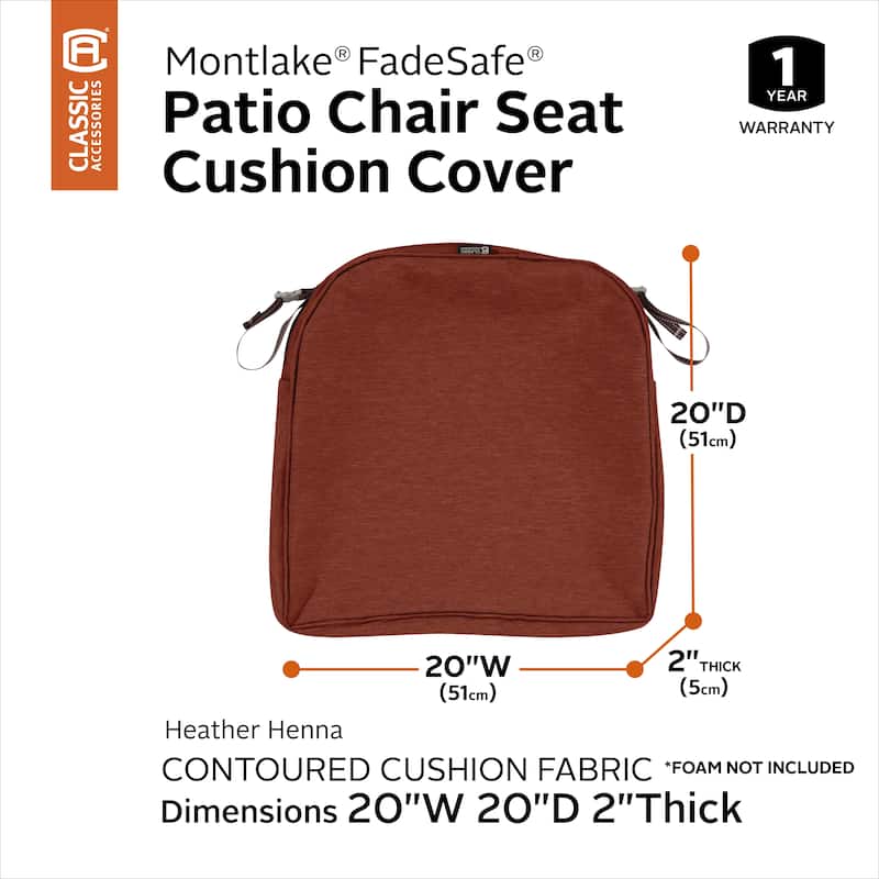 Classic Accessories Montlake Water-Resistant Patio Seat Cushion Slip Cover