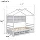 preview thumbnail 43 of 57, Wooden House-shaped Twin House Bed with Bedside Built-in Storage Shelves,Under Bed Storage,Kids and Baby